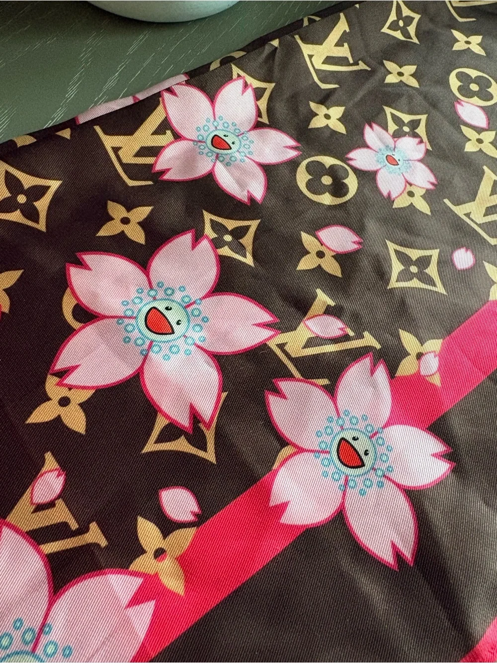 FASHION  Pink & Brown Floral Silk Scarf